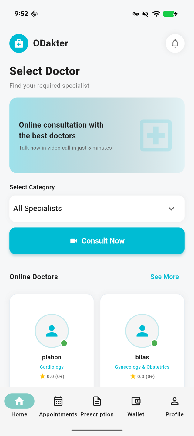 oDakter app home screen